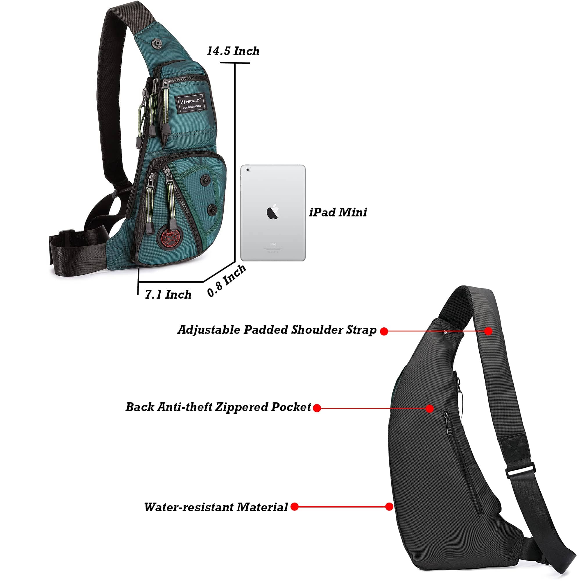 Dark Green Sling Bag Chest Shoulder Backpack