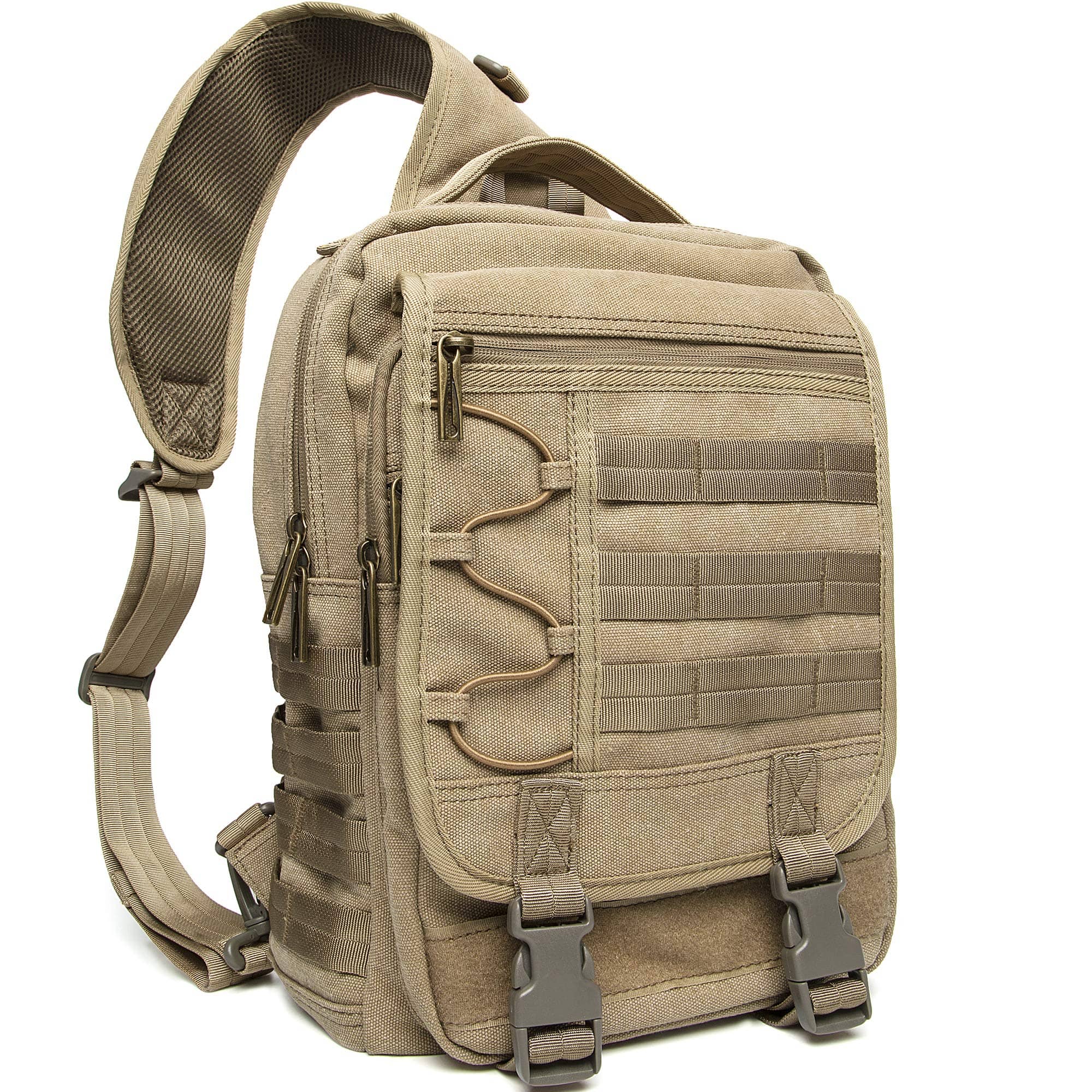 NICGID Sling Bags Chest Shoulder Backpacks Khaki-Canvas